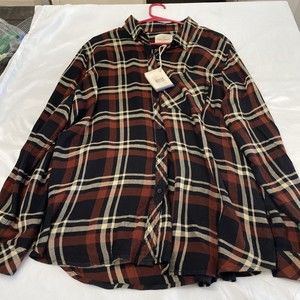 Womens Button Down Casual Long Sleeve Plaid Shirt XXL